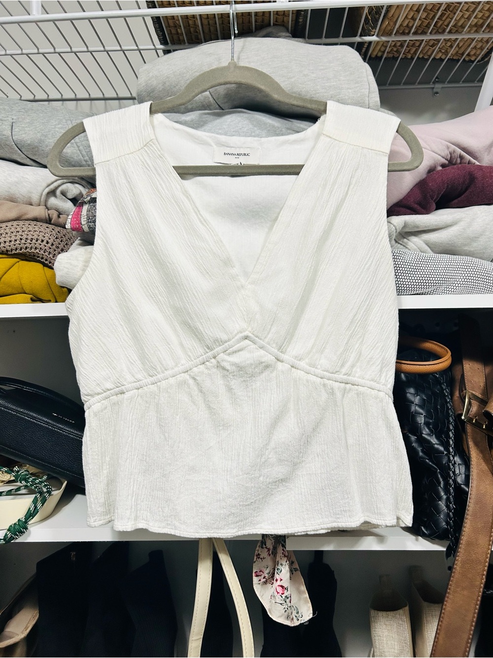 Banana Republic Ribbed White Tank Top